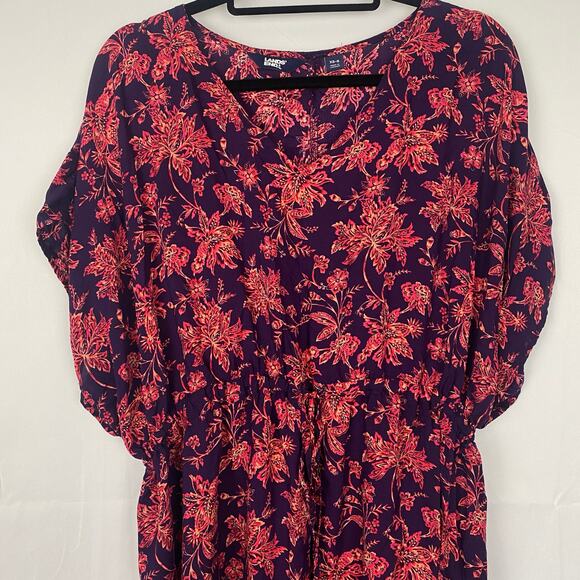 Lands End' Size XS-S, Floral Boho Dress Purple & Red Pattern Midi Women, Retro - Picture 4 of 6